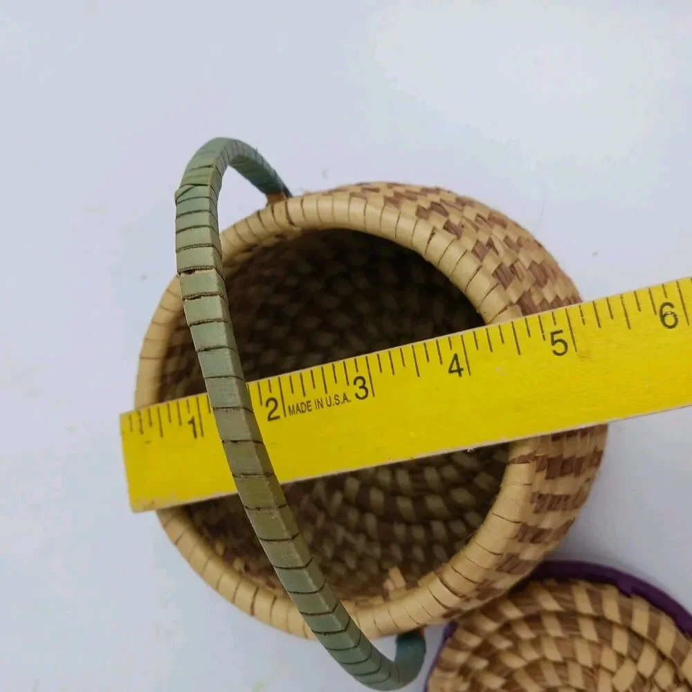 Vtg Sweetgrass Basket With Lid Low Country Single Handle Gullah